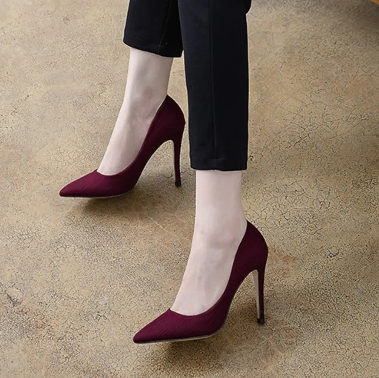 Petite Silk Satin Pointy Pump Shoes GS50