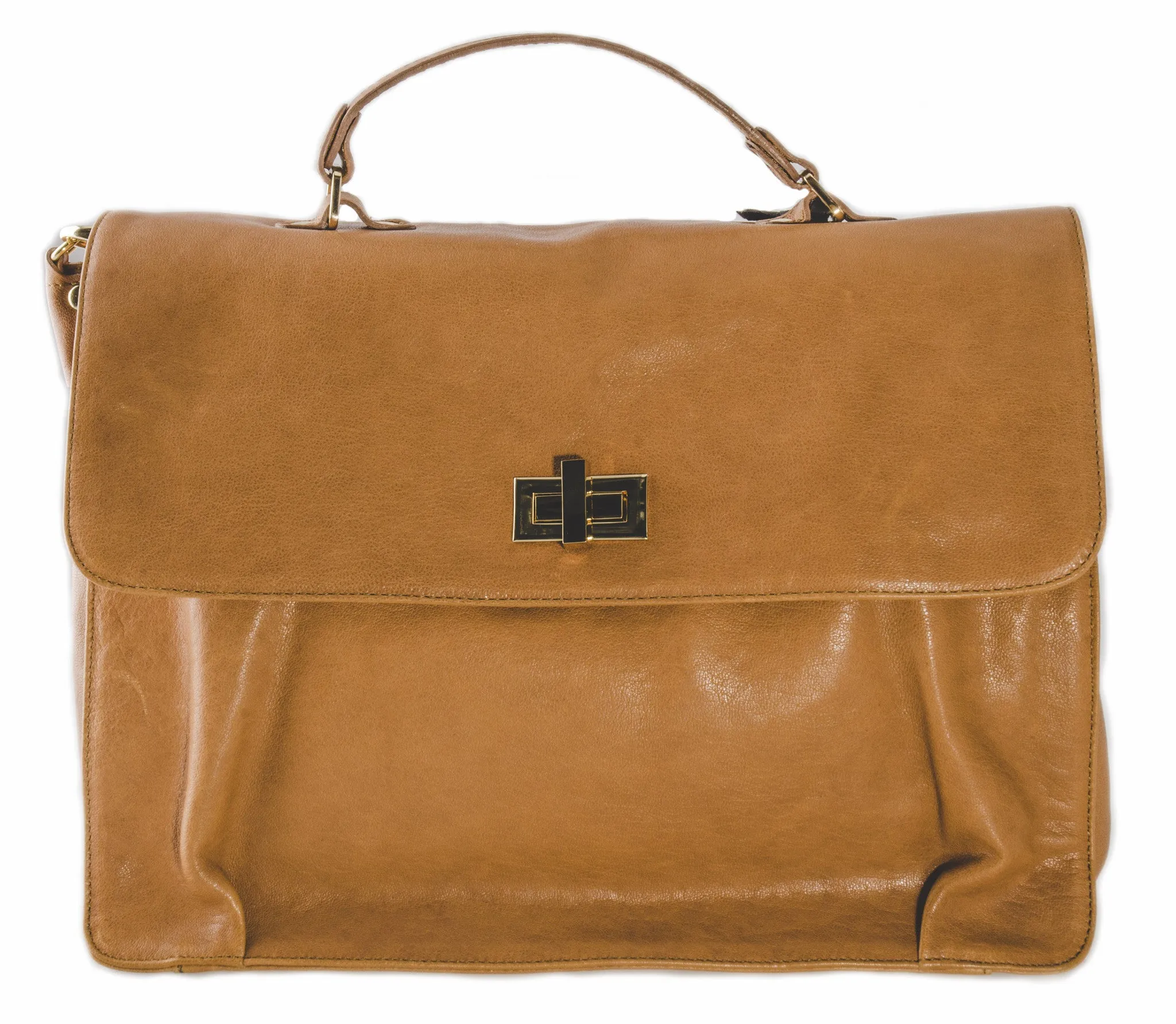 Pietro NYC Tan Lamb Leather Crossbody Messenger Bag