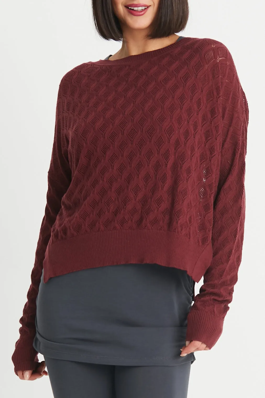 Pima Cotton Diamond Weave Crewneck Sweater