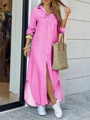 Pink Conversational Printed Shirt Dress