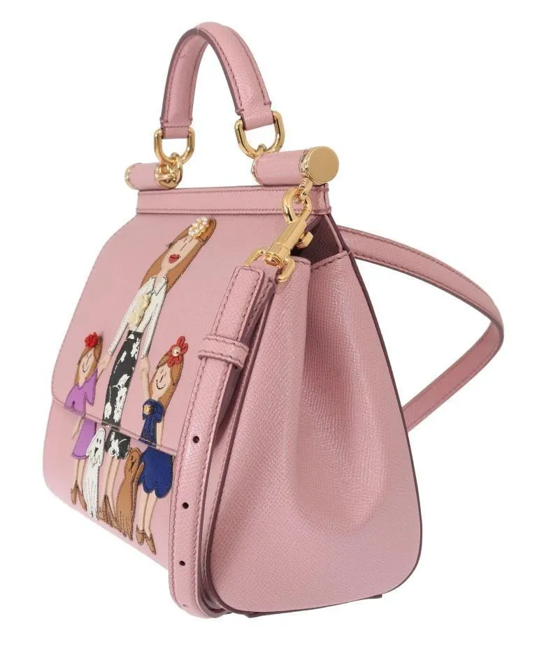 Pink FAMILIA Leather Dauphine Crystal Bag