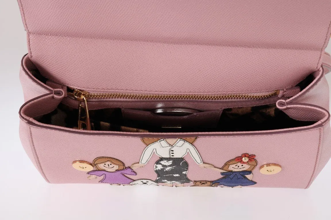 Pink FAMILIA Leather Dauphine Crystal Bag