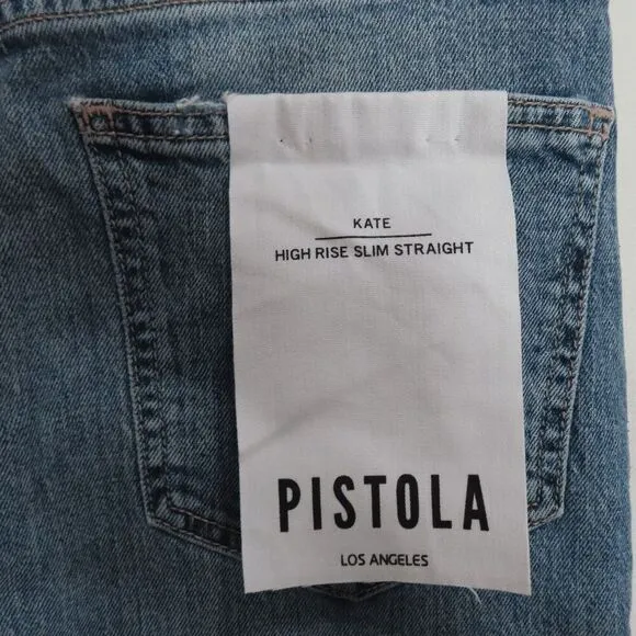 Pistola Blue Medium Wash Kate High Rise Slim Straight Jeans Size 26