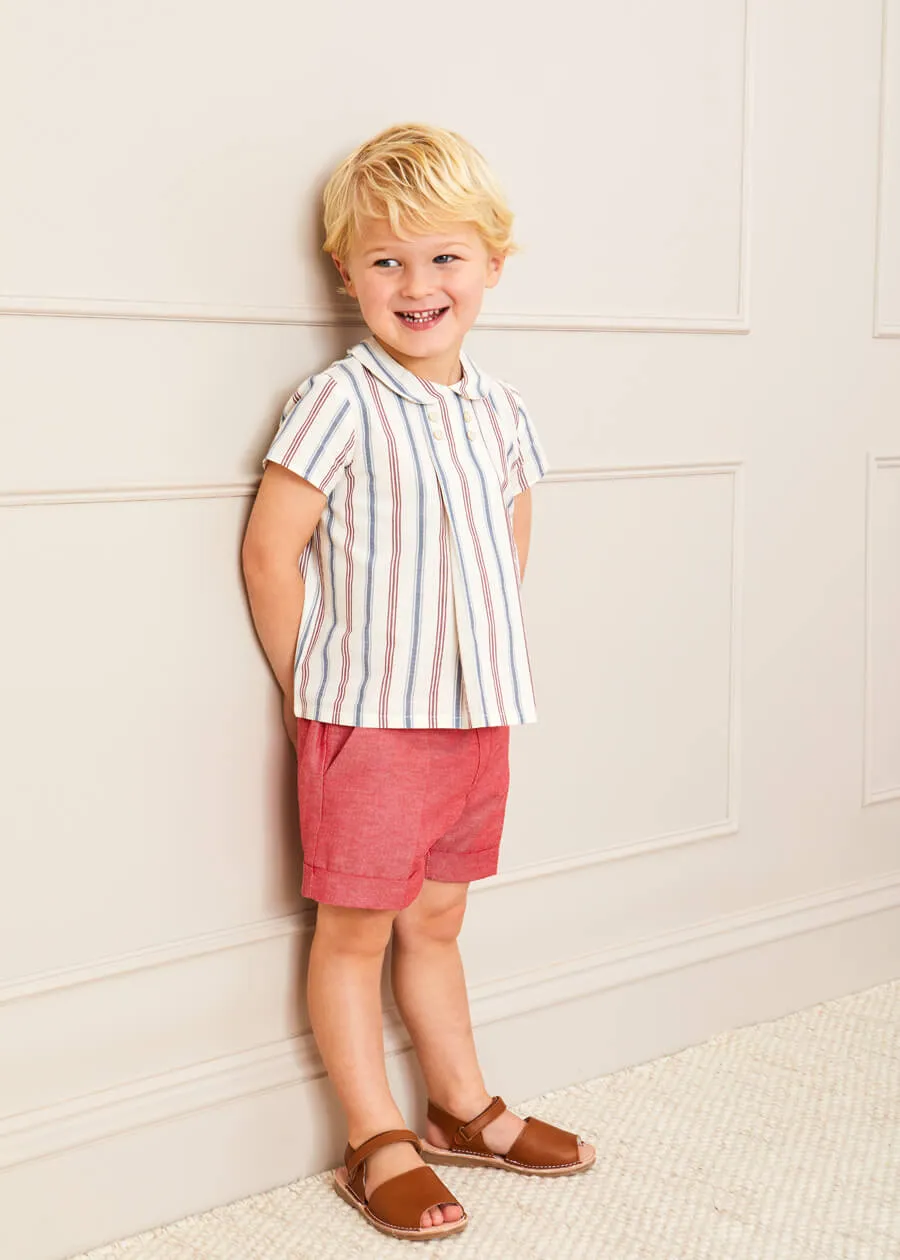 Plain Linen Toddler Shorts in Red (18mths-4yrs)