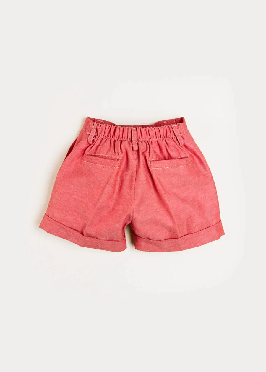 Plain Linen Toddler Shorts in Red (18mths-4yrs)