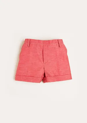 Plain Linen Toddler Shorts in Red (18mths-4yrs)
