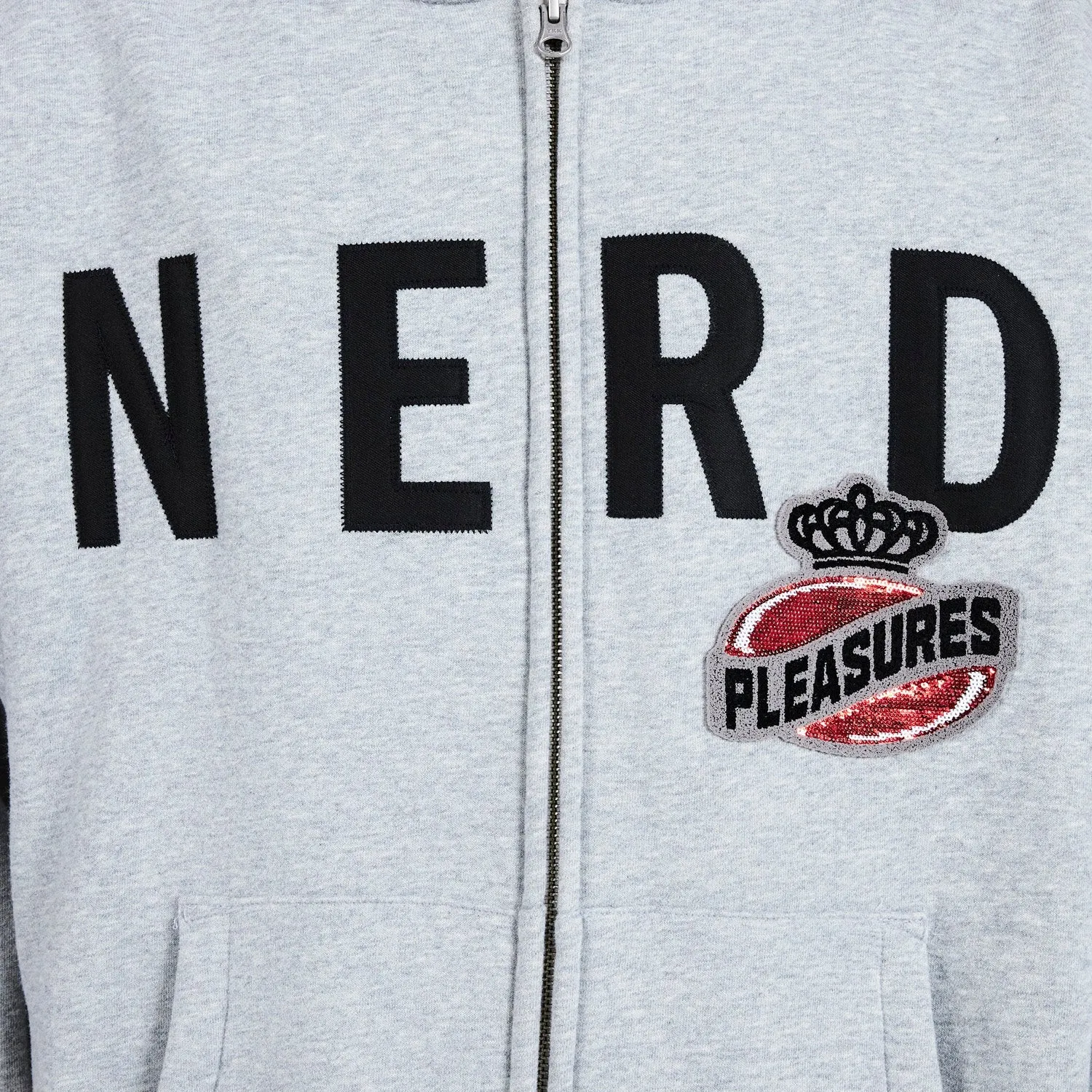 Pleasures Men Nerd Zip Up Hoodie Heather Grey