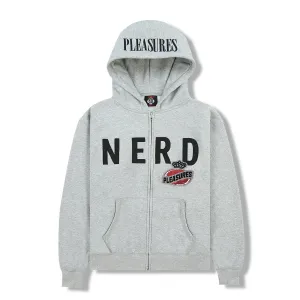 Pleasures Men Nerd Zip Up Hoodie Heather Grey