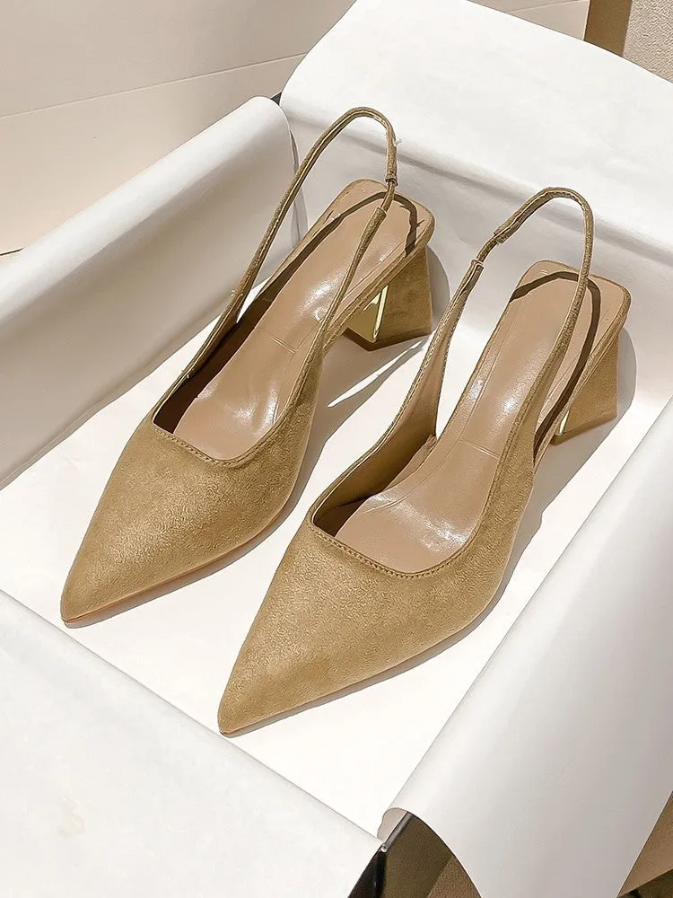 Pointed-toe Skinny Suede High Heel Pumps