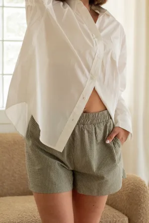 Poplin Green Stripe Short