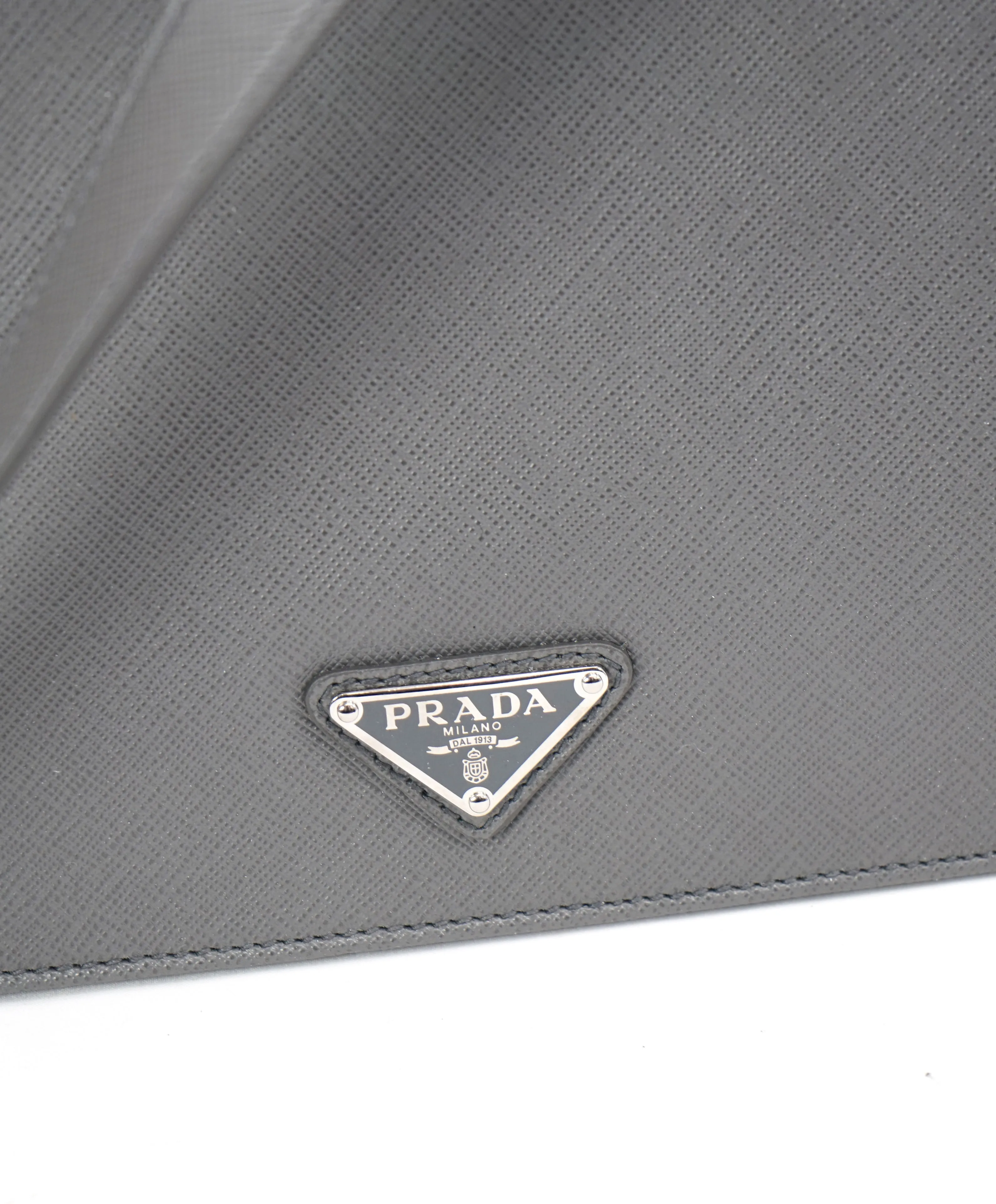 PRADA - "BALTICO" Gray Saffiano Leather Briefcase Bag With Strap -