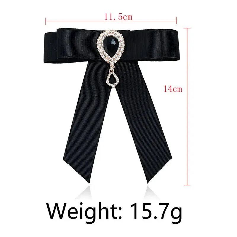 Preppy Style Water Droplets Bow Knot Ribbon Inlay Rhinestones Pearl Women'S Brooches