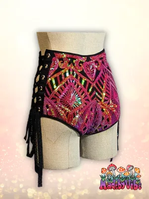 Princess Clementine High Waisted Side Lace Booty Shorts - Ready to Ship