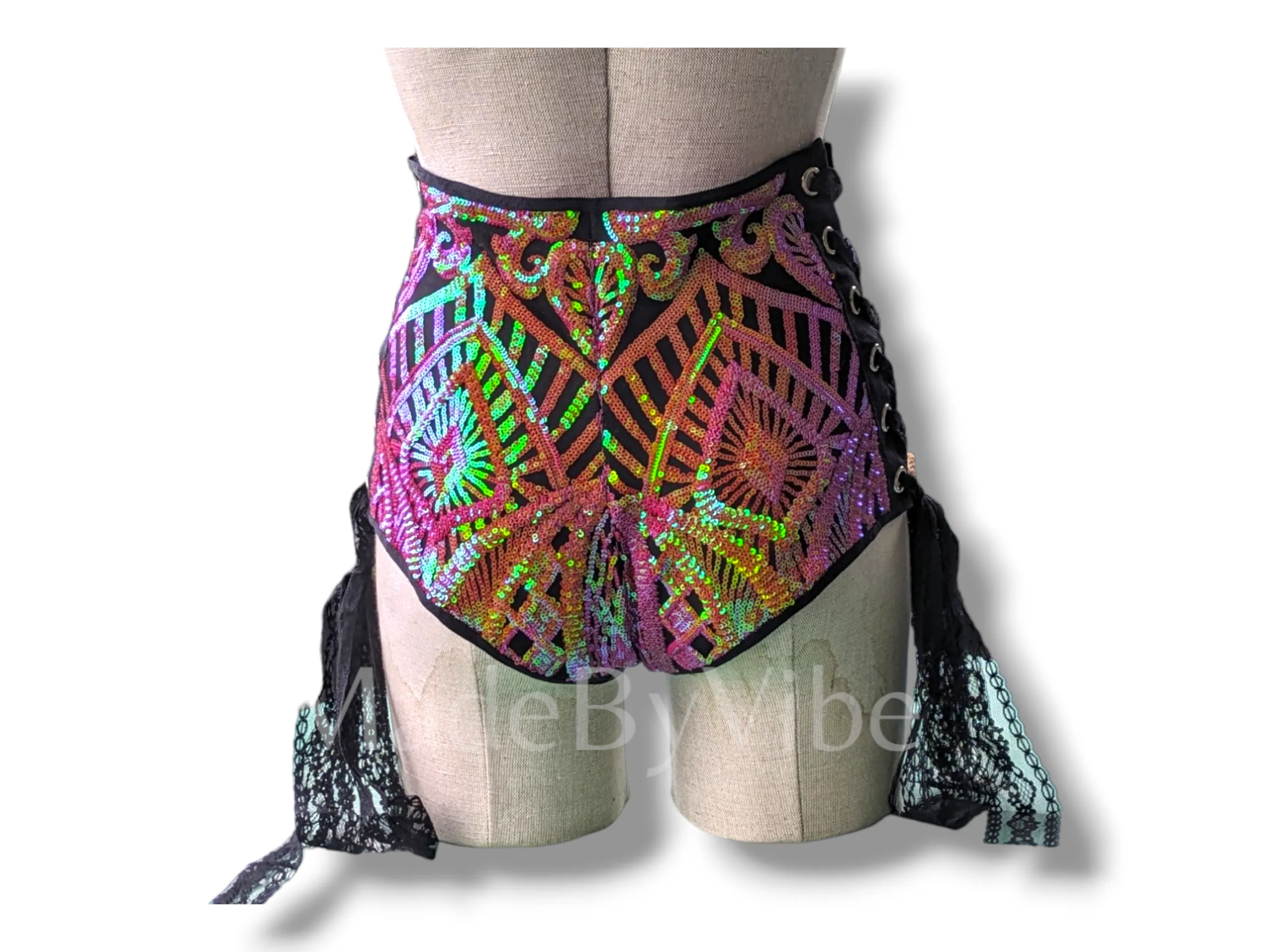Princess Clementine High Waisted Side Lace Booty Shorts - Ready to Ship