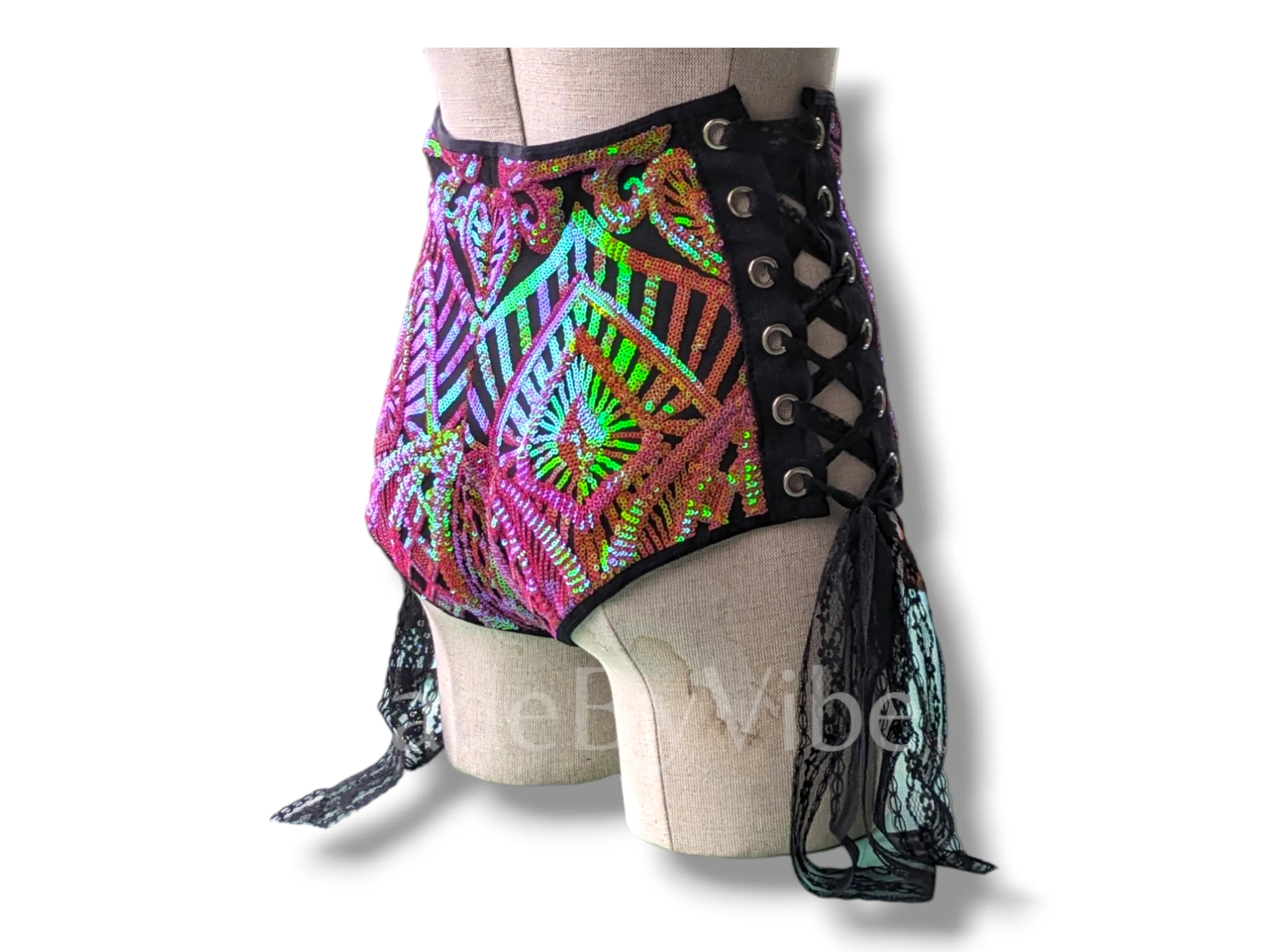 Princess Clementine High Waisted Side Lace Booty Shorts - Ready to Ship