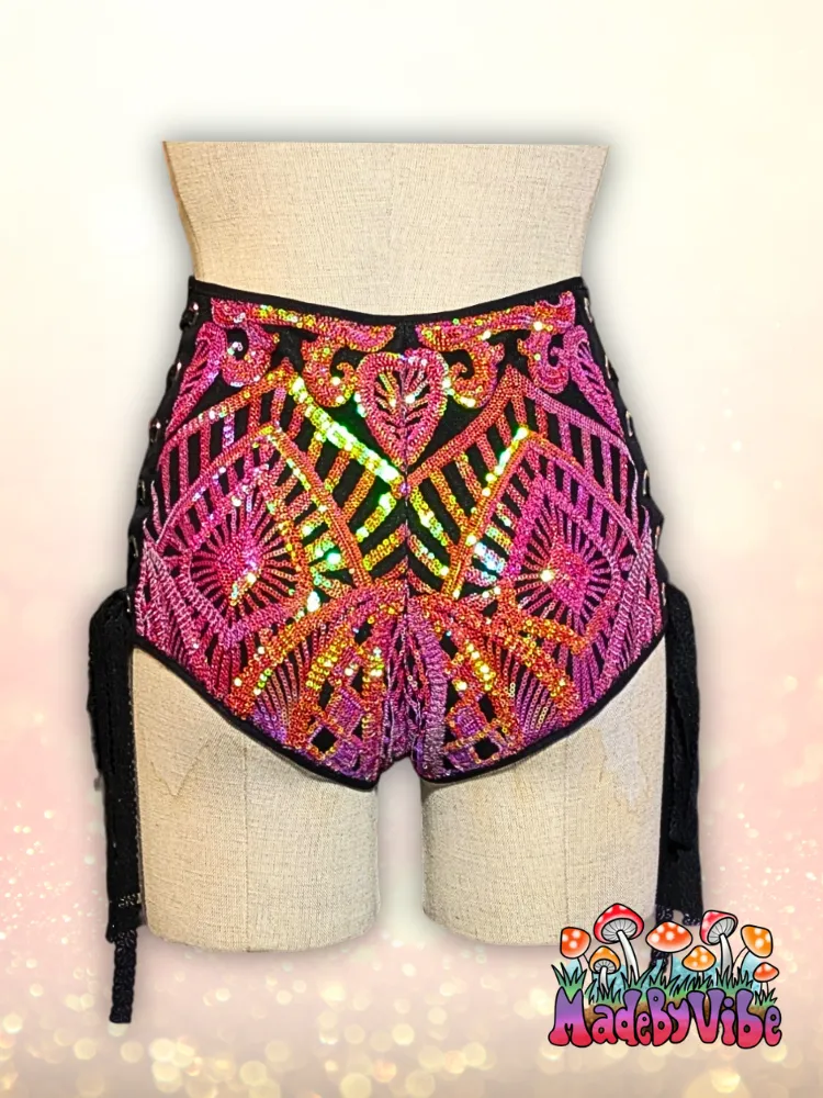 Princess Clementine High Waisted Side Lace Booty Shorts - Ready to Ship