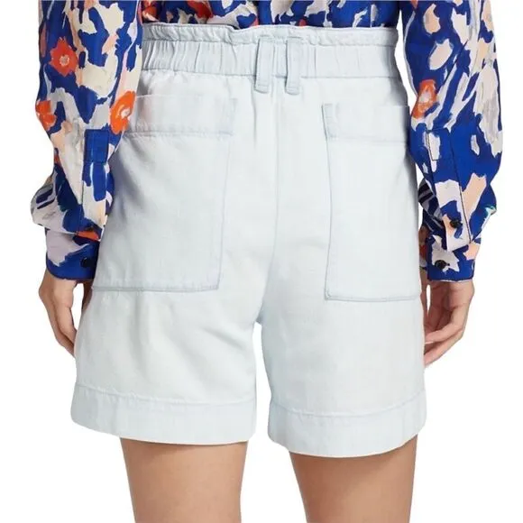 Proenza Schouler Chambray High Waist Shorts size 8 Elastic Waistband