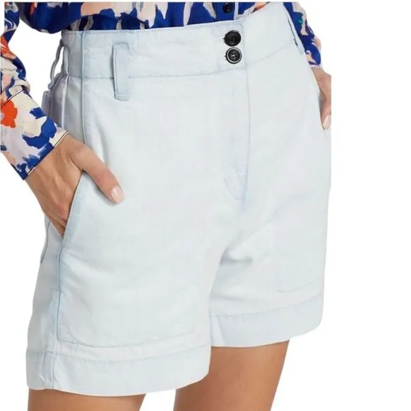 Proenza Schouler Chambray High Waist Shorts size 8 Elastic Waistband