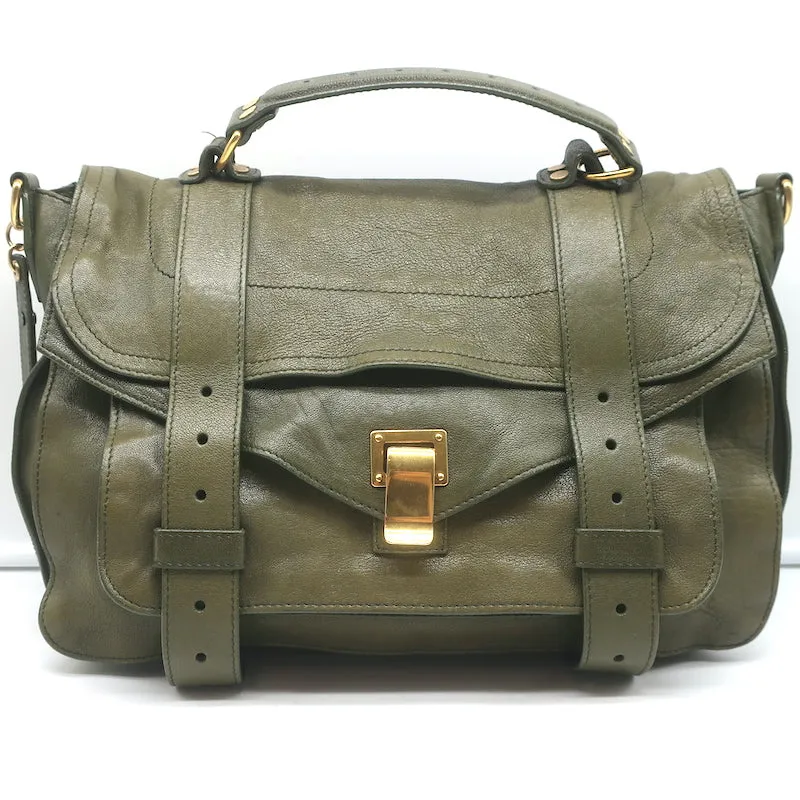 Proenza Schouler PS1 Medium Satchel Olive Green Leather Shoulder Bag
