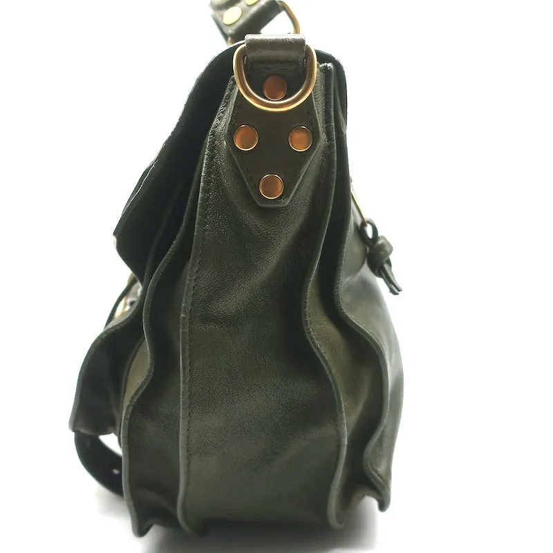 Proenza Schouler PS1 Medium Satchel Olive Green Leather Shoulder Bag
