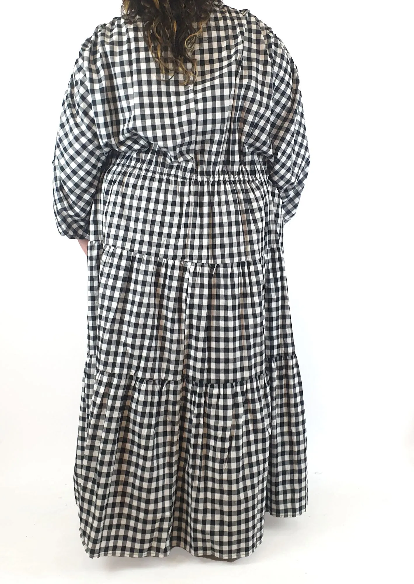 Proud Poppy black and white gingham maxi dress size 28