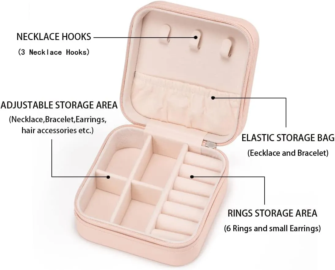PU Leather Mini Traveling Jewelry Organizer, Pink