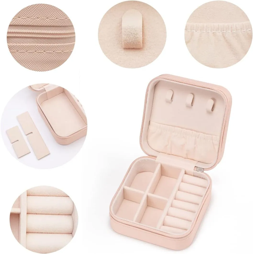 PU Leather Mini Traveling Jewelry Organizer, Pink