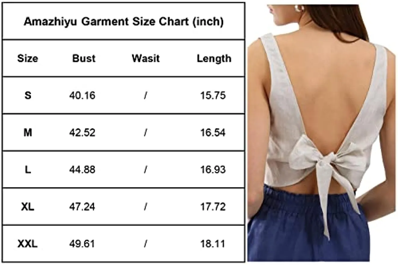 Pure Linen Tie Back Crop Tank Tops