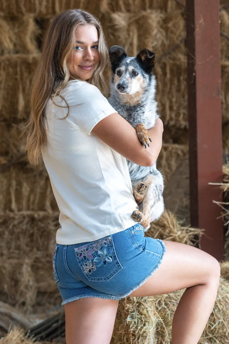 Pure Western Audrey Ladies Shorts Faded Blue
