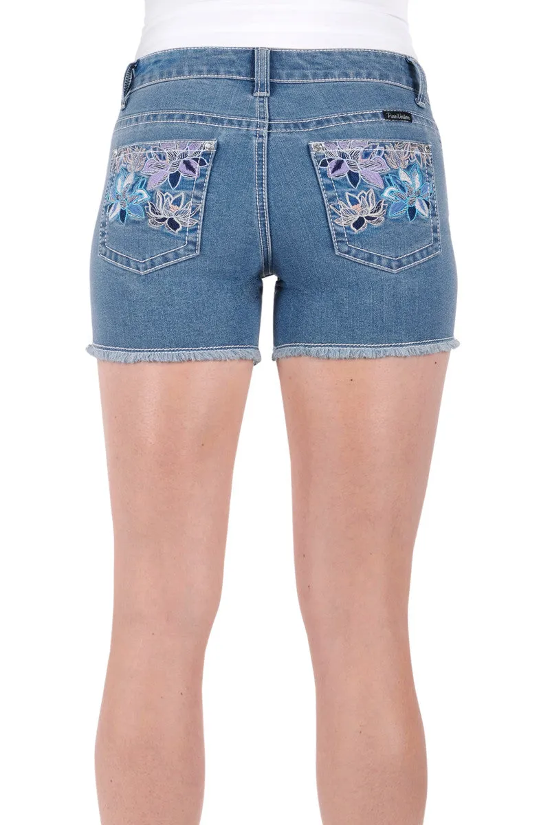 Pure Western Audrey Ladies Shorts Faded Blue