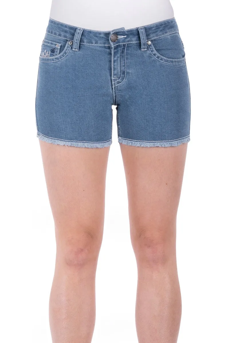 Pure Western Audrey Ladies Shorts Faded Blue