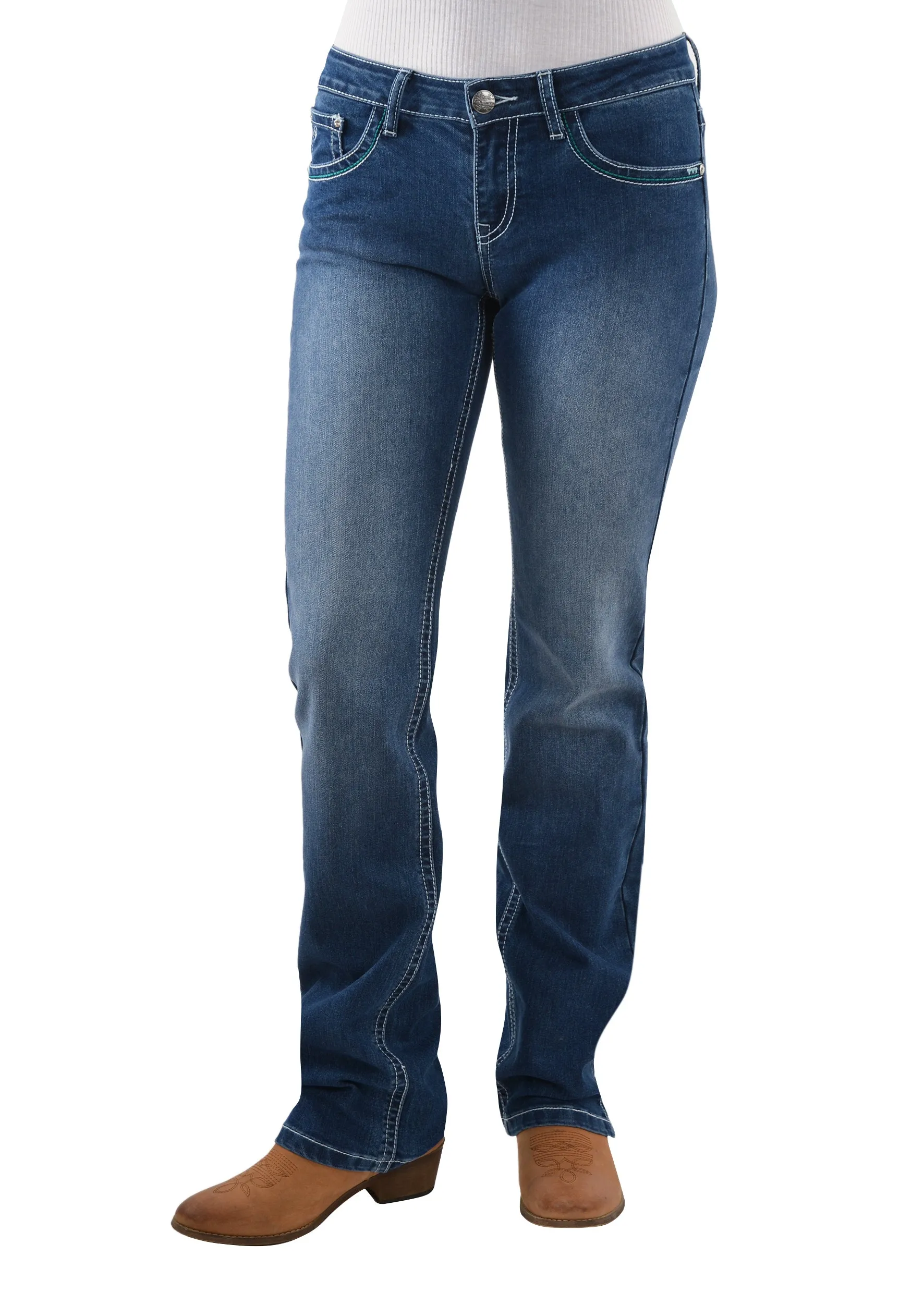 Pure Western Camila Ladies Straight Leg Jean True Blue