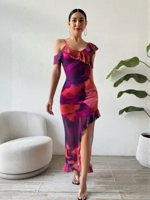 Purple Bodycon Maxi Dress With Slit