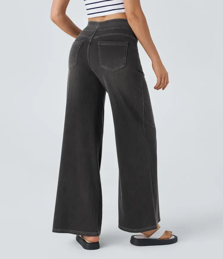 Quin - Super Stretch High-Waisted Wide Leg Jeans