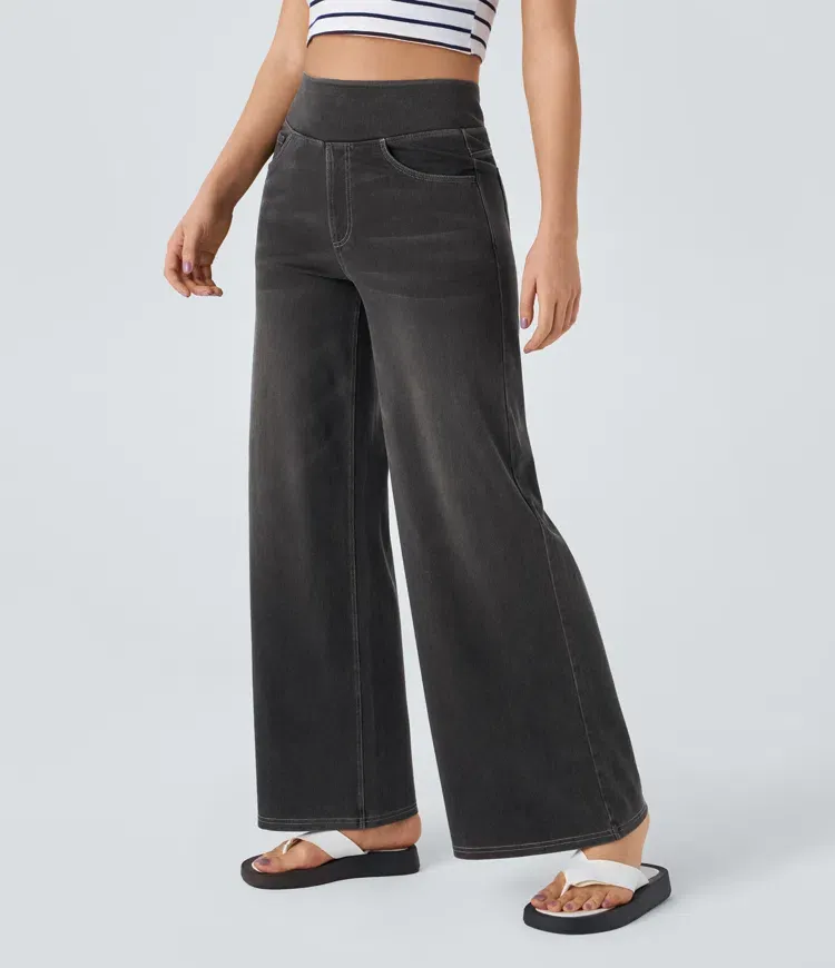 Quin - Super Stretch High-Waisted Wide Leg Jeans