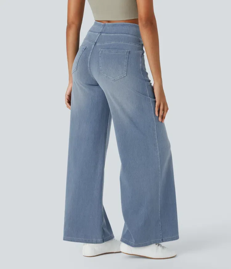 Quin - Super Stretch High-Waisted Wide Leg Jeans