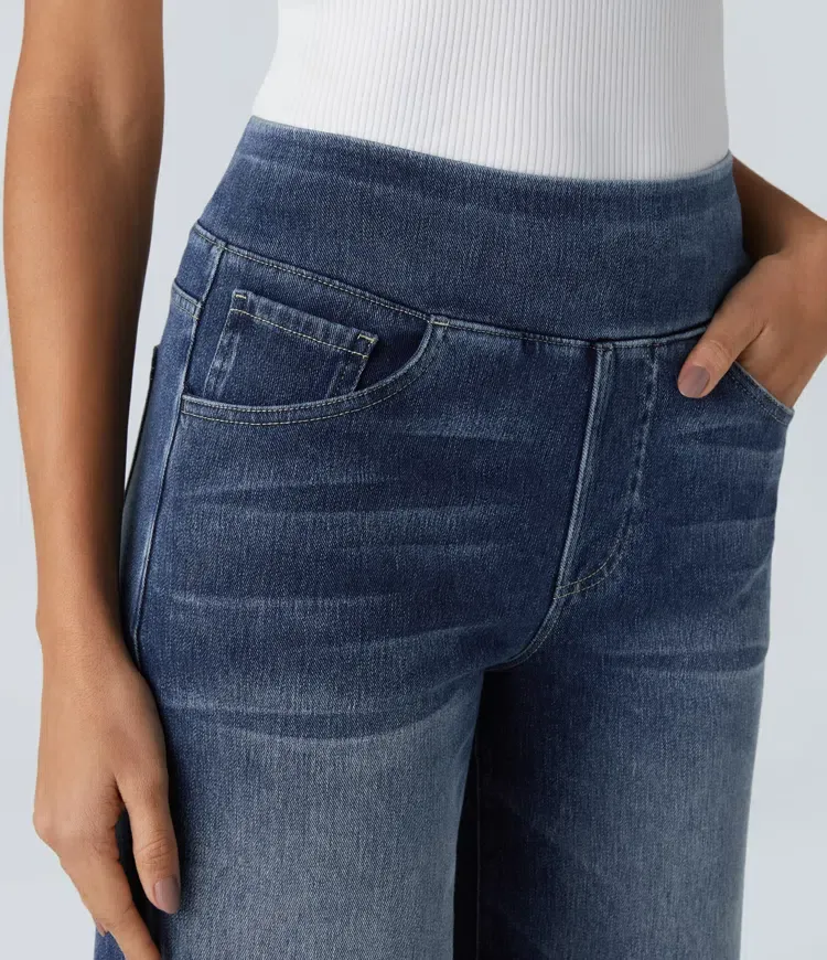 Quin - Super Stretch High-Waisted Wide Leg Jeans