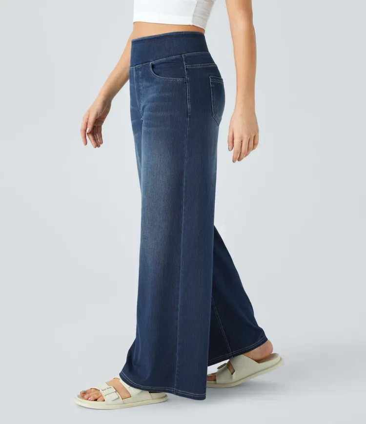 Quin - Super Stretch High-Waisted Wide Leg Jeans