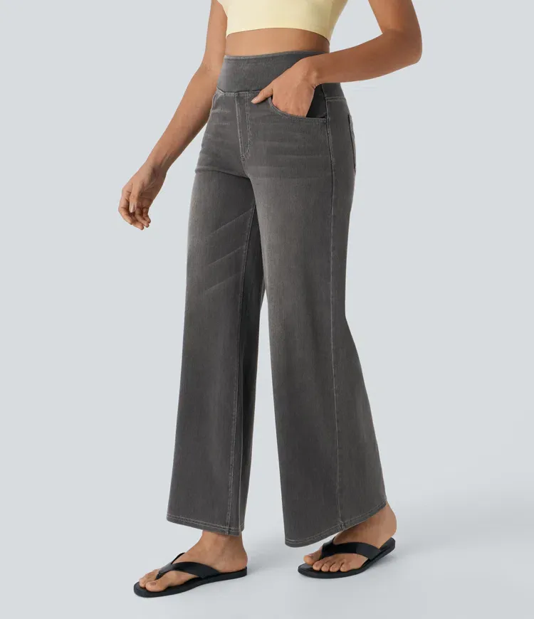 Quin - Super Stretch High-Waisted Wide Leg Jeans
