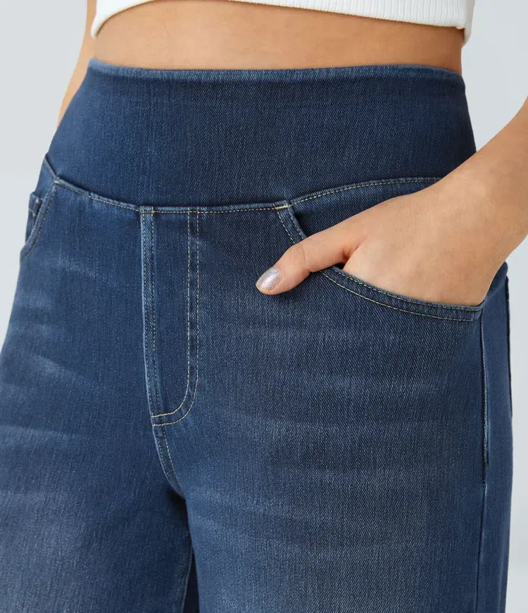 Quin - Super Stretch High-Waisted Wide Leg Jeans
