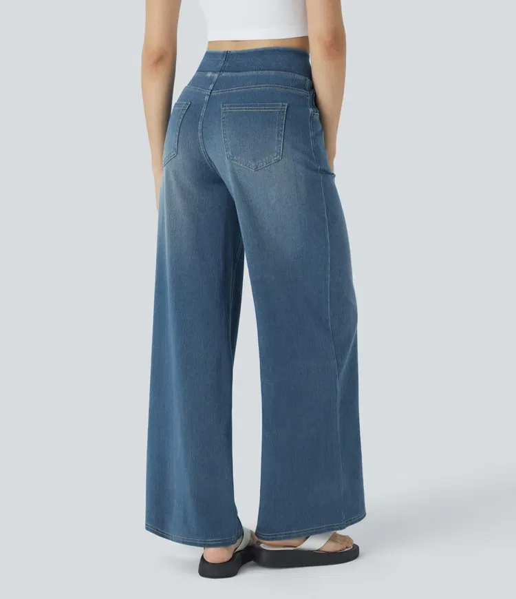 Quin - Super Stretch High-Waisted Wide Leg Jeans