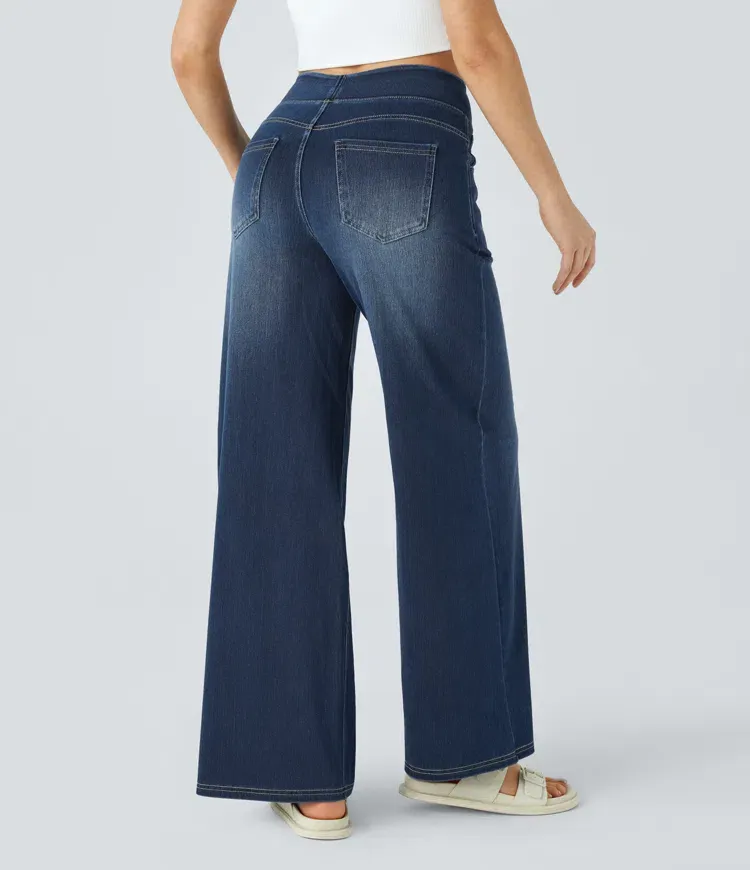 Quin - Super Stretch High-Waisted Wide Leg Jeans