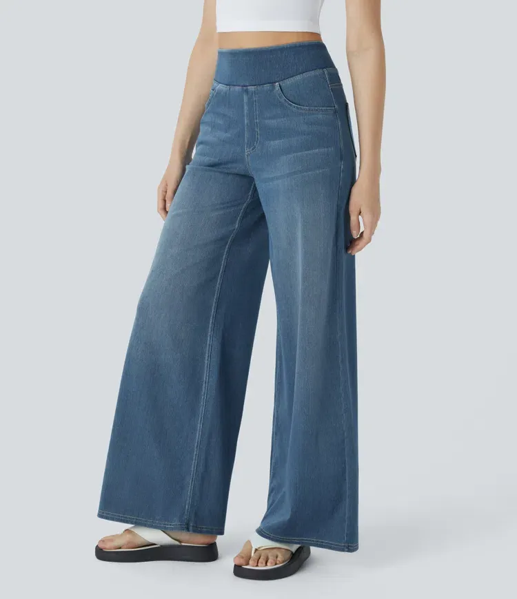 Quin - Super Stretch High-Waisted Wide Leg Jeans