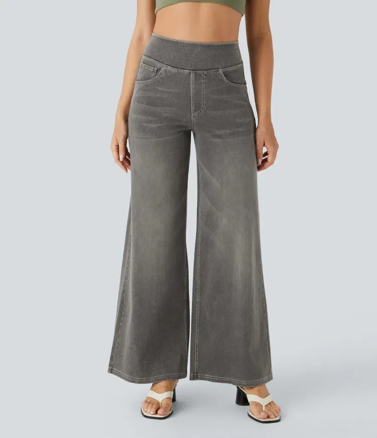 Quin - Super Stretch High-Waisted Wide Leg Jeans