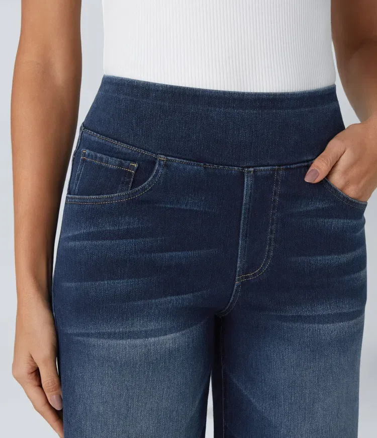 Quin - Super Stretch High-Waisted Wide Leg Jeans