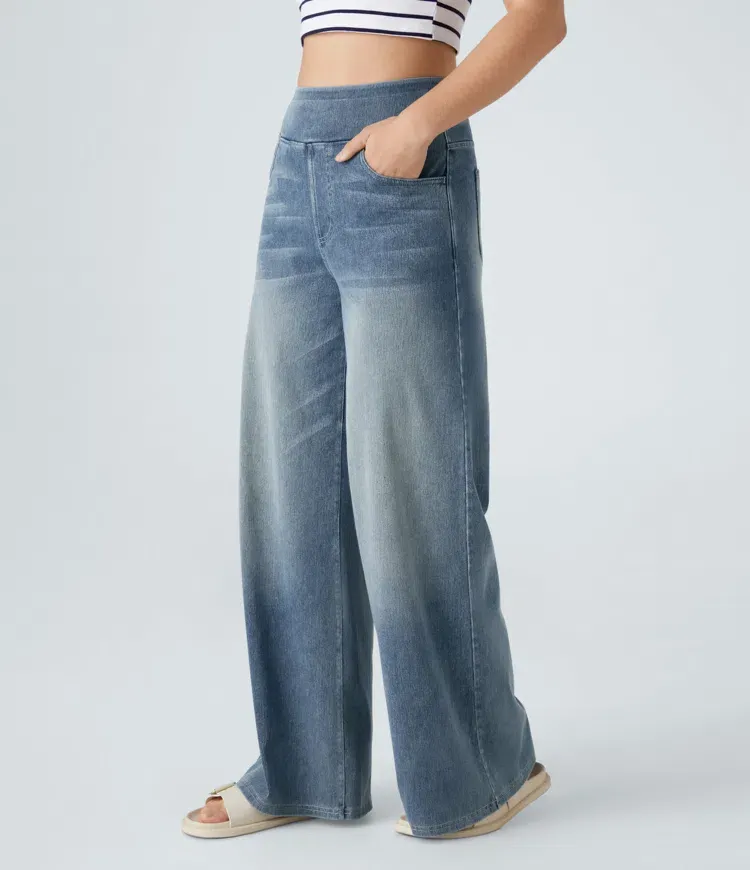 Quin - Super Stretch High-Waisted Wide Leg Jeans