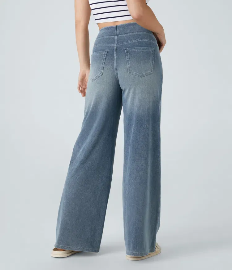 Quin - Super Stretch High-Waisted Wide Leg Jeans