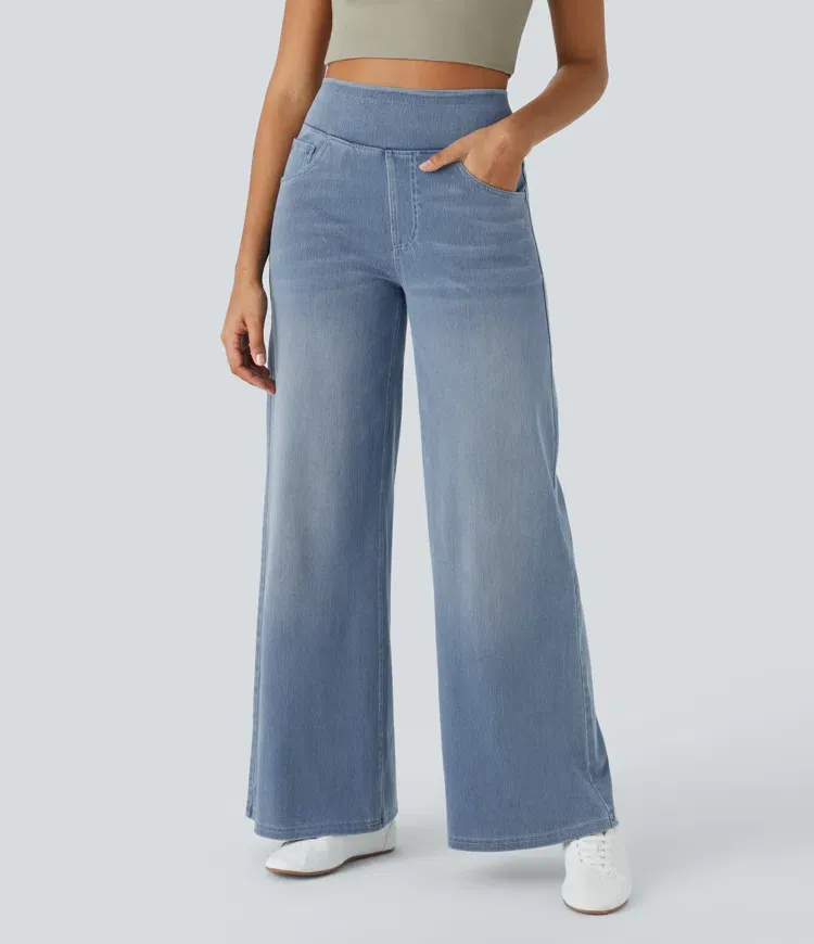 Quin - Super Stretch High-Waisted Wide Leg Jeans