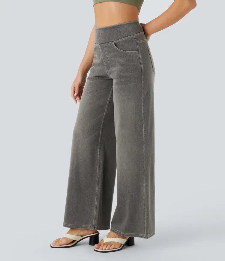Quin - Super Stretch High-Waisted Wide Leg Jeans