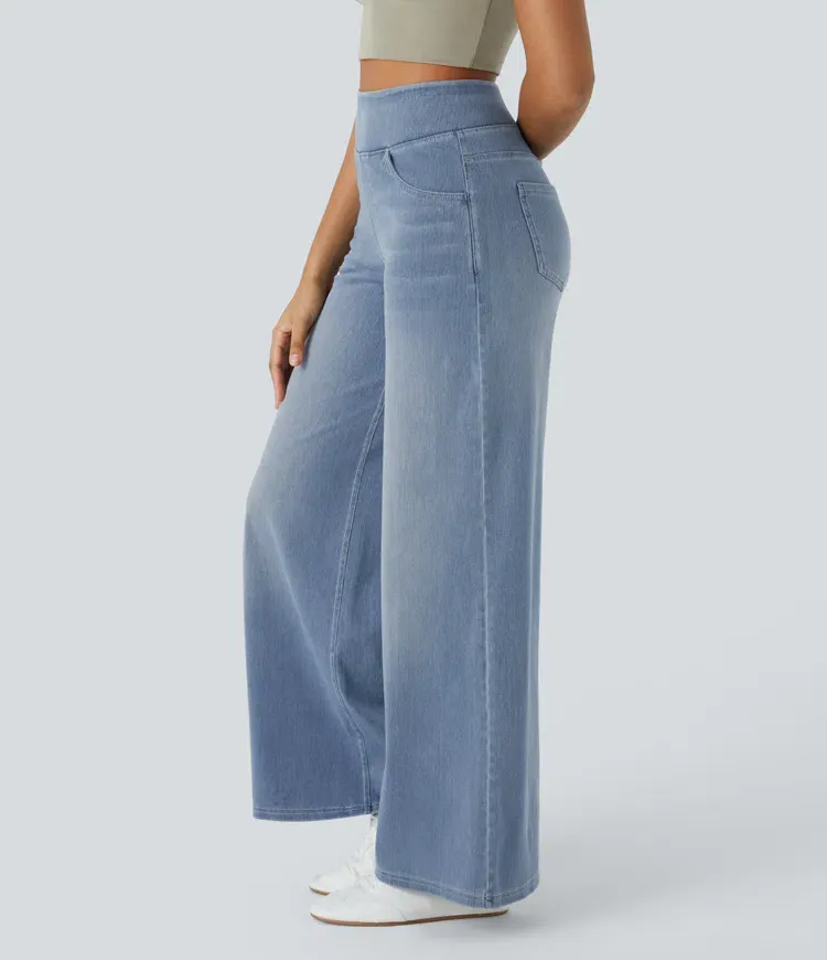 Quin - Super Stretch High-Waisted Wide Leg Jeans